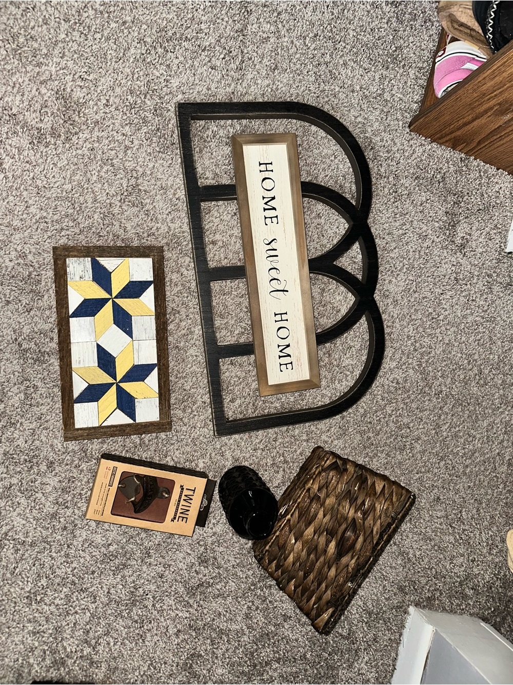 Home Sweet Home Wall Sign - Rustic Black & Natural Wood